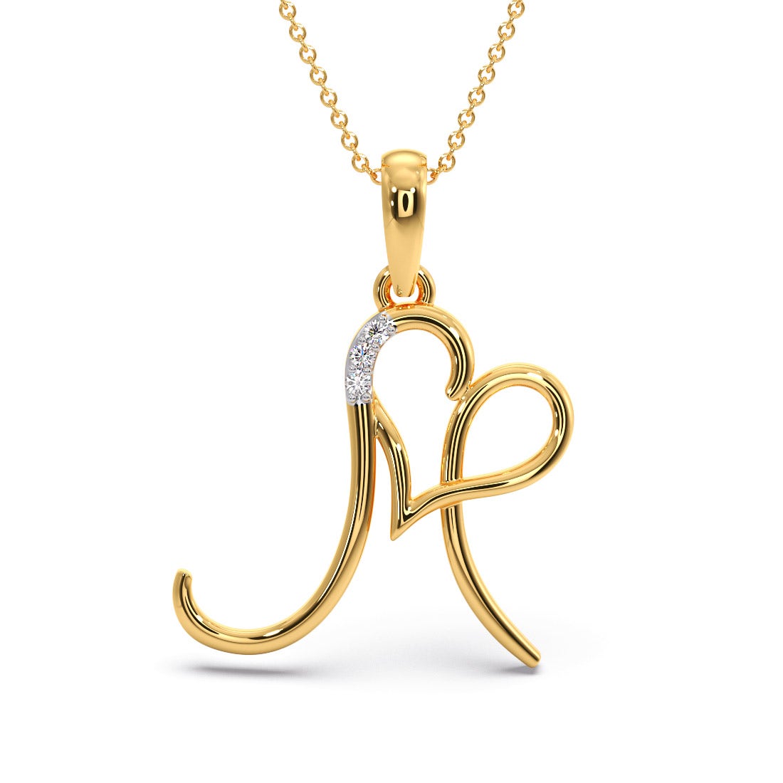 M Initial Love Diamond Pendant