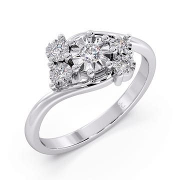 Five Stone Cluster Miracle Plate Diamond Ring