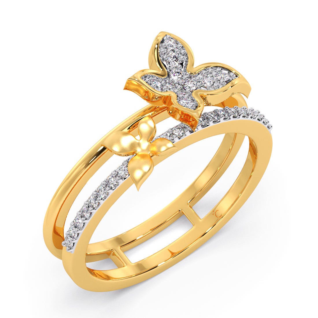 Flirty Duet Butterfly Diamond Ring