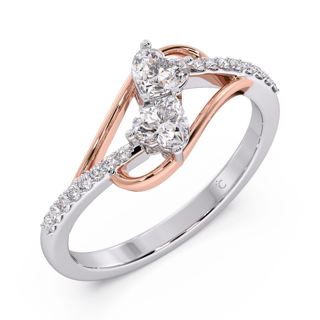 Kissing Hearts Duet Diamond Engagement Ring