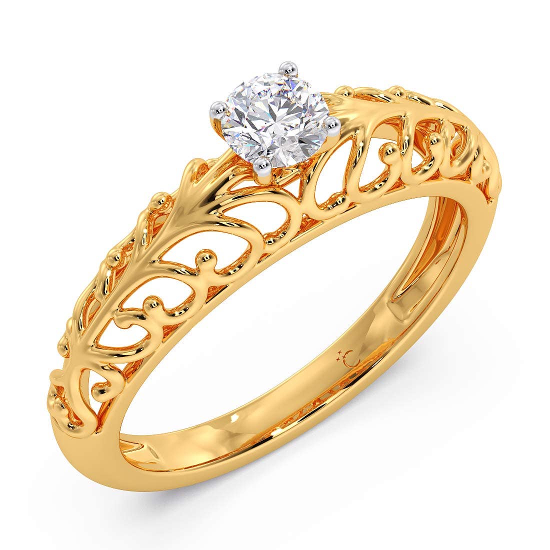Precious Filigree Diamond Solitaire Ring