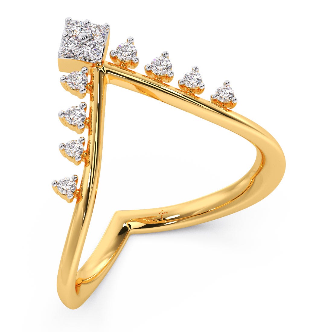 Fair-and-Square Diamond V Ring