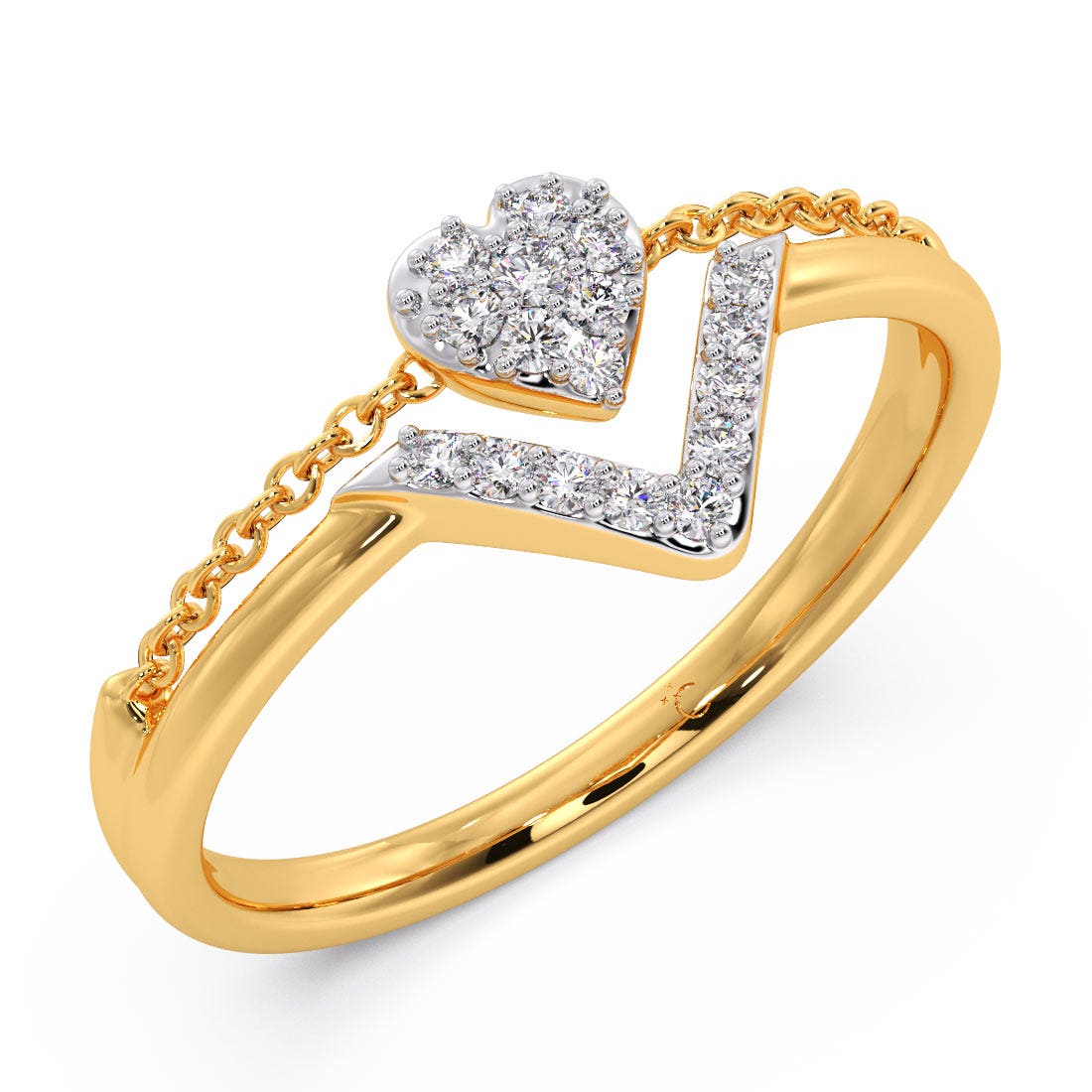 Hanging Heart  Diamond Stackable  Ring