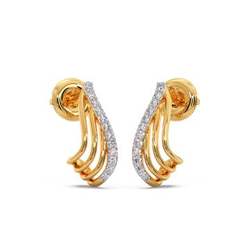 Flowy Ribbons Diamond Bali Earrings