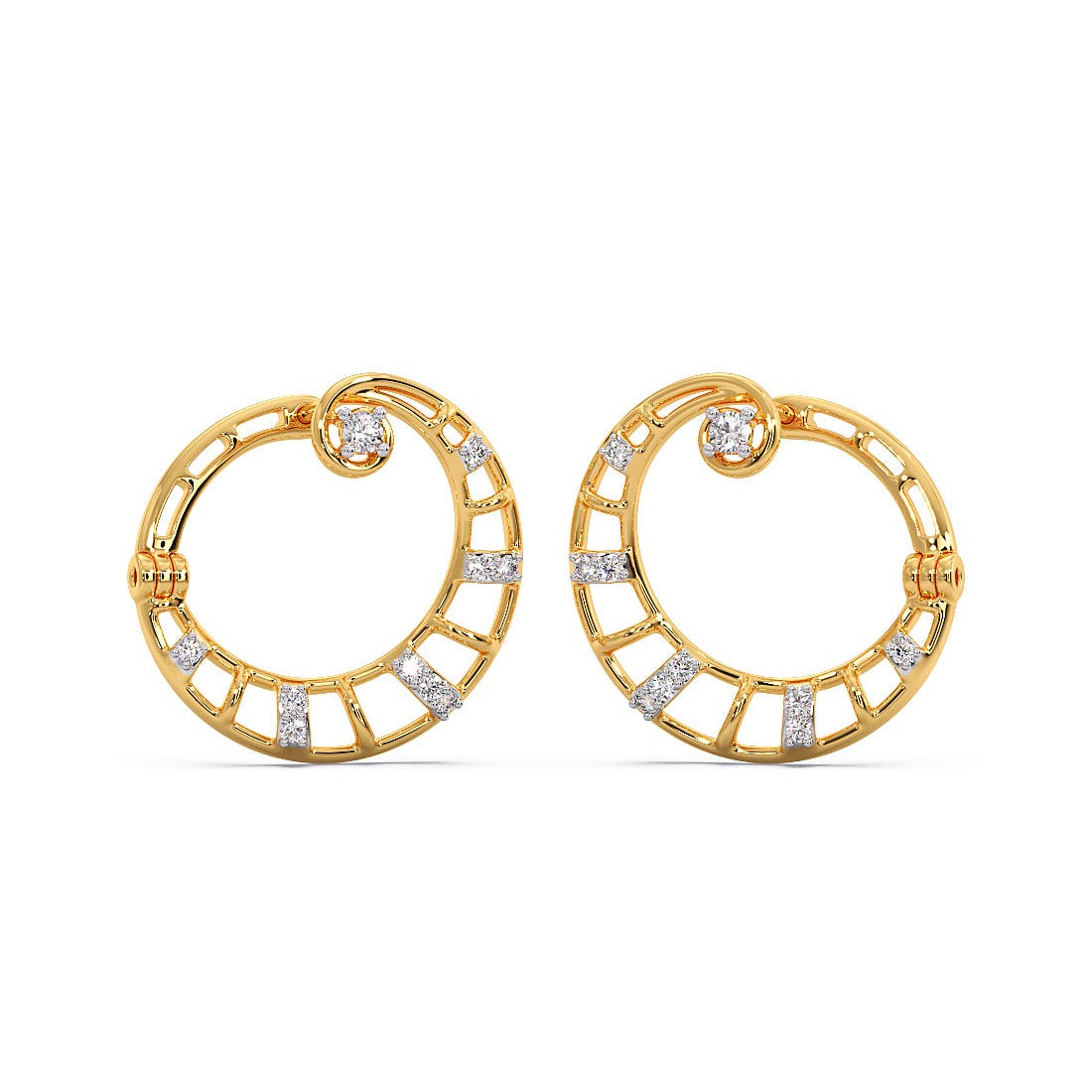 Charming Swirl Diamond Hoop Earrings