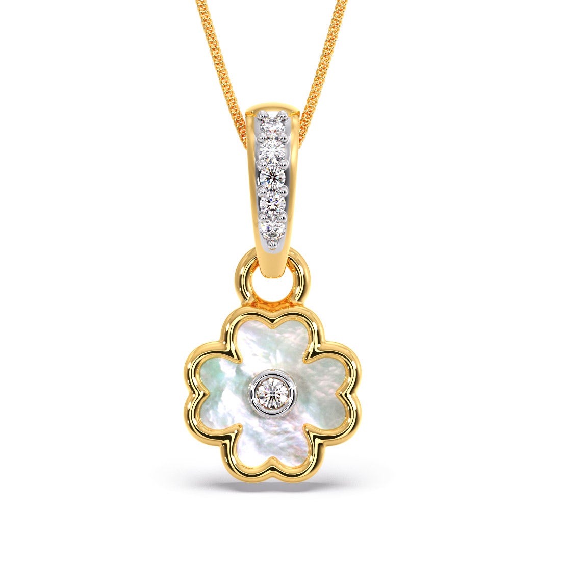 Smokey Clover Diamond MOP Pendant