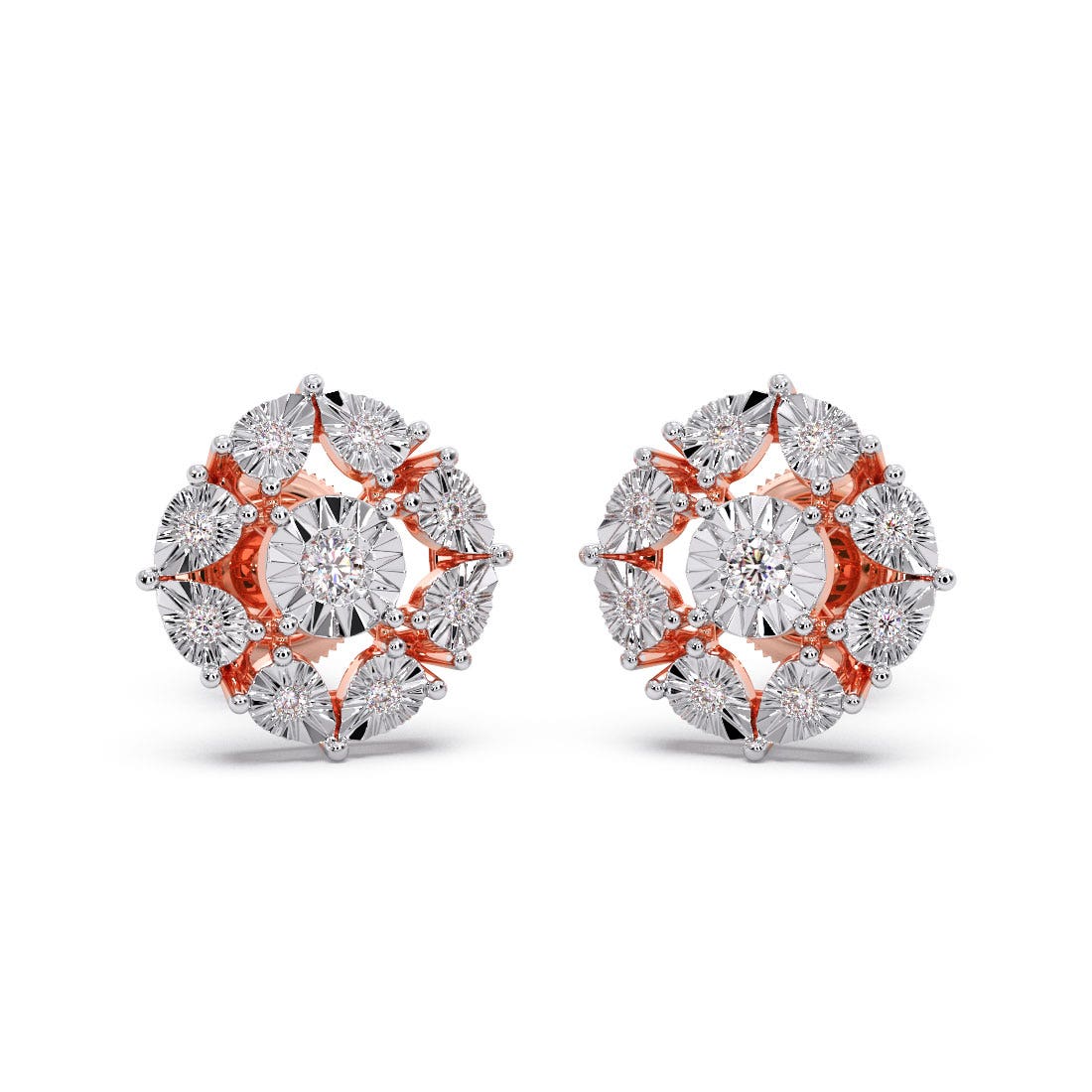 Intense Cluster Diamond Stud Earrings