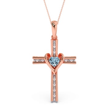 Cross Heart Diamond Pendant