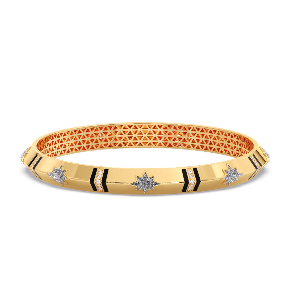 Riobard Gold Cubic Zirconia Mens Kada