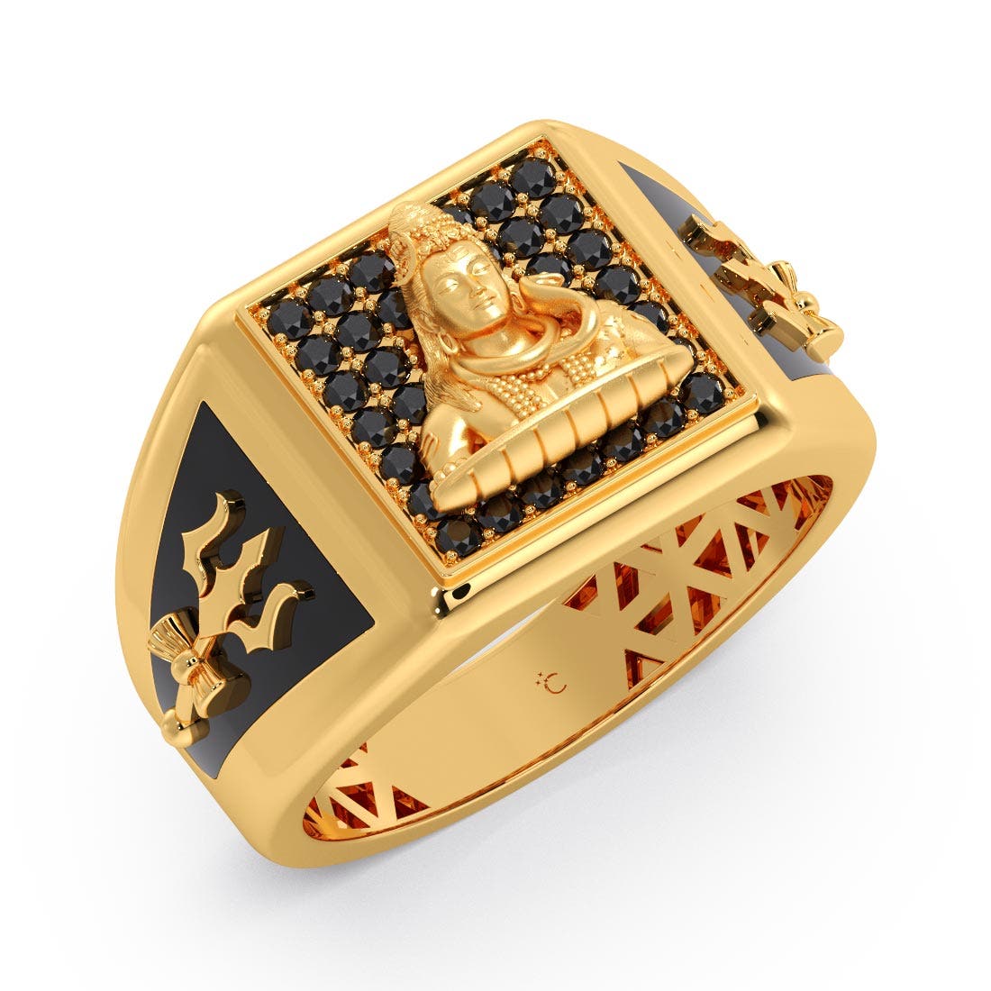 Heyansh Gold Cubic Zirconia Mens Ring