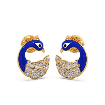 Radiant Peacock Diamond Stud Earrings