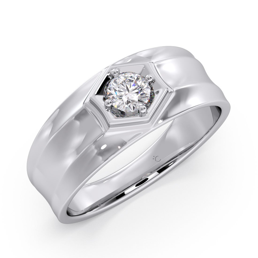 Camilo Platinum Solitaire Mens Ring