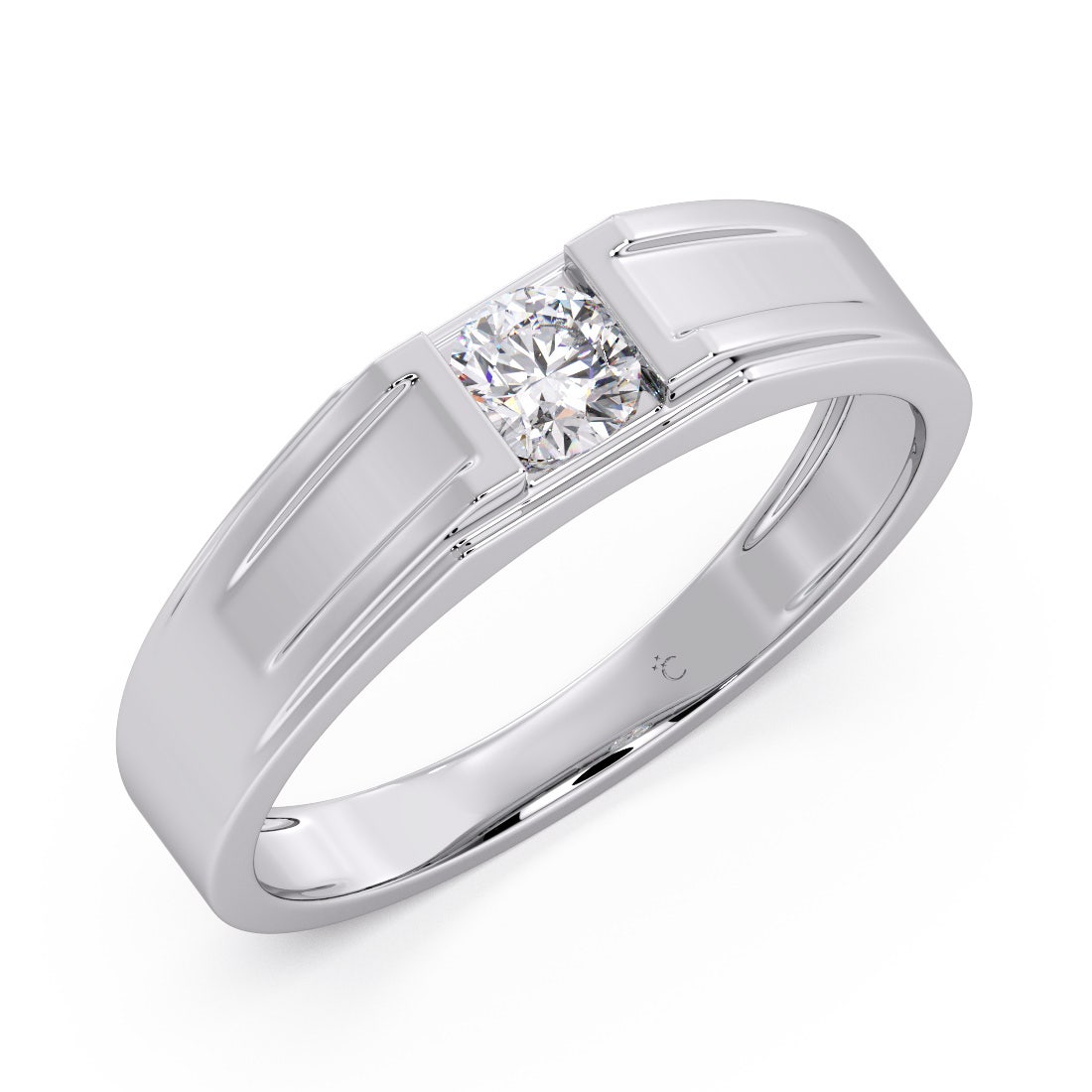 Henary Platinum Solitaire Mens Ring