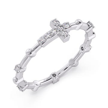 Seraphina Cross Diamond Platinum Ring