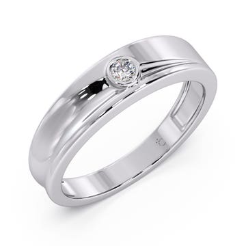 Kevin Solitaire Diamond Platinum Band Ring