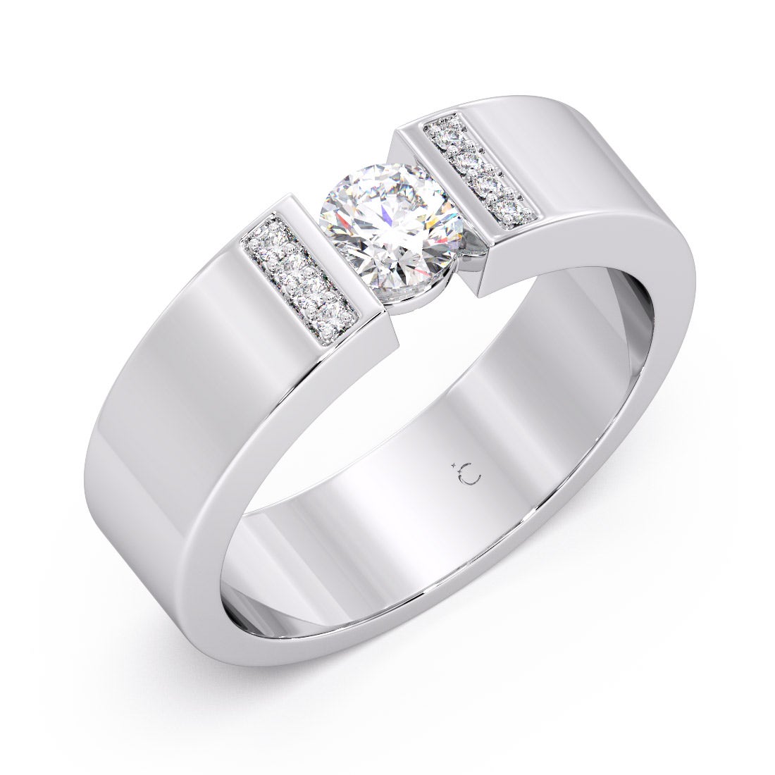 Roger Solitaire Platinum Band Ring