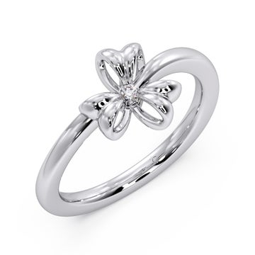 Ribbon Petals Platinum Diamond Ring