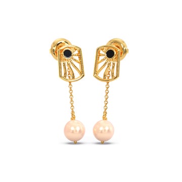 Dangle Pearl Gold Earrings