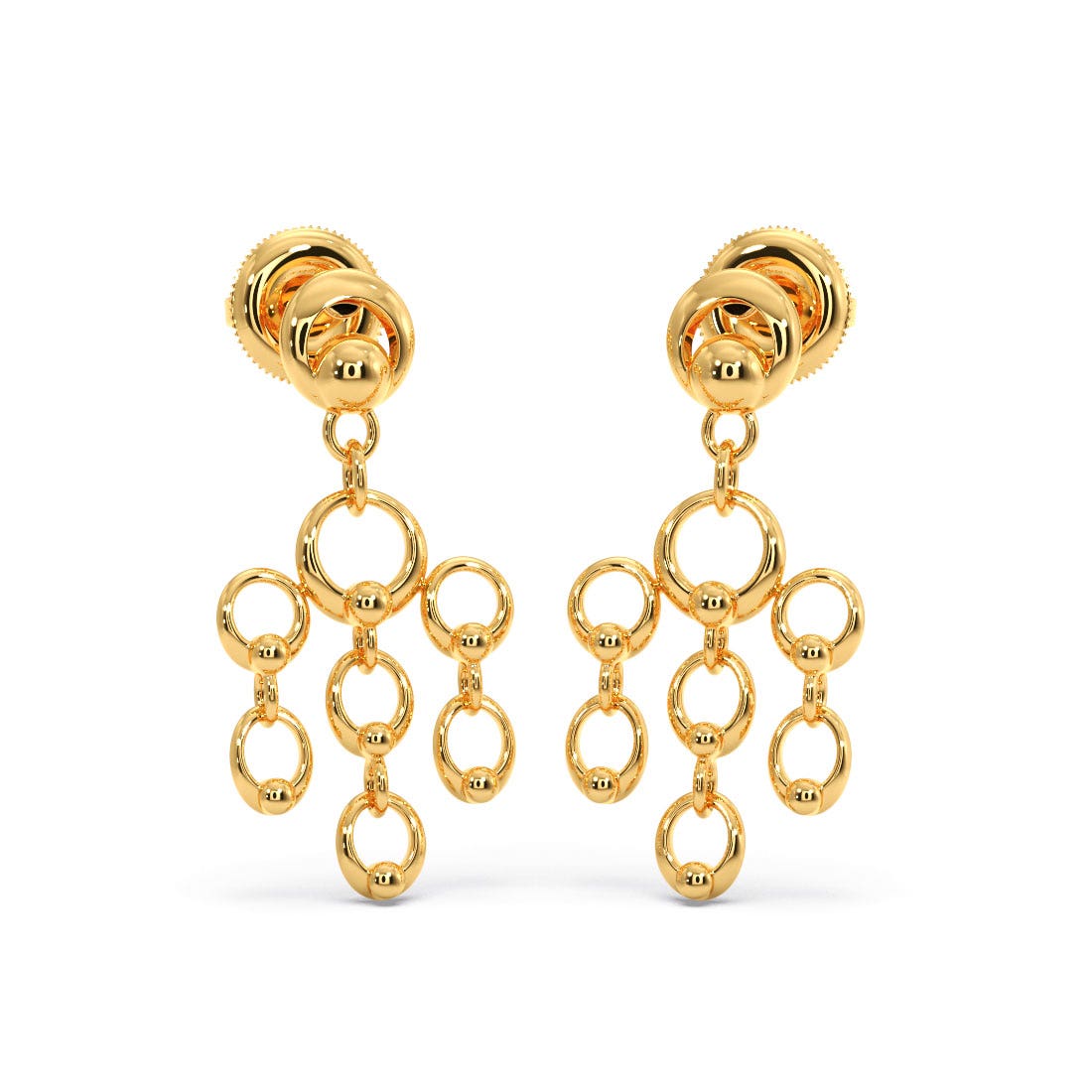 Dangle Disk Gold Earrings