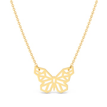 Butterfly Graphic Cut Gold Pendant with Chain