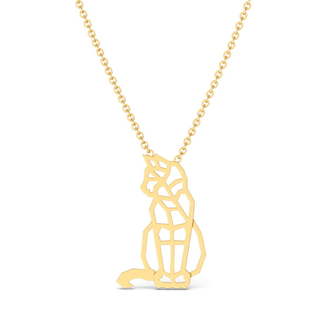 Meow Graphic Cut Gold Pendant with Chain