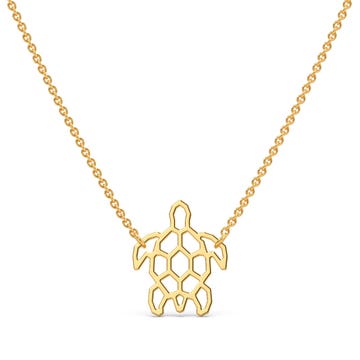 Turtle Graphic Cut Gold Pendant Necklace