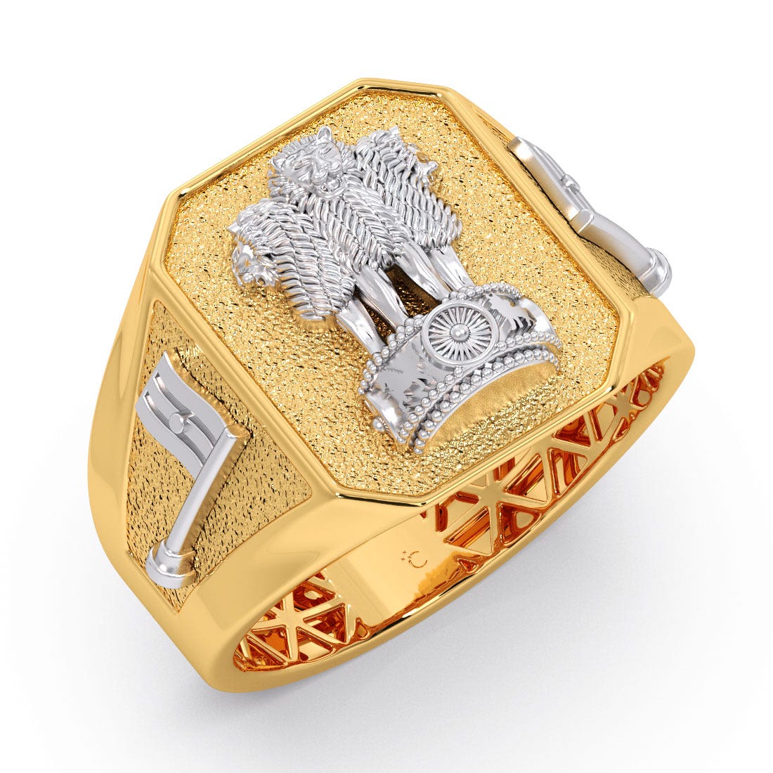 Lion Emblem Gold Mens Ring