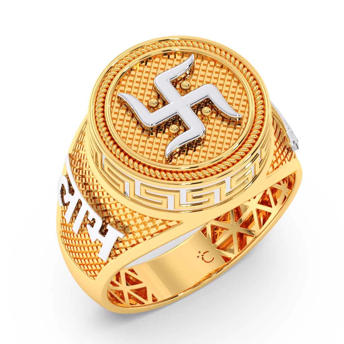 Charm Sterling Silver Twisted 18K Gold Plated Finger Ring - swastik silver  jewellers