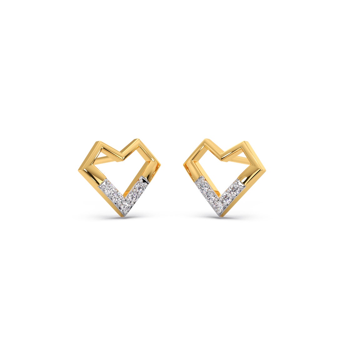 Amiable Heart Diamond Stud Earrings
