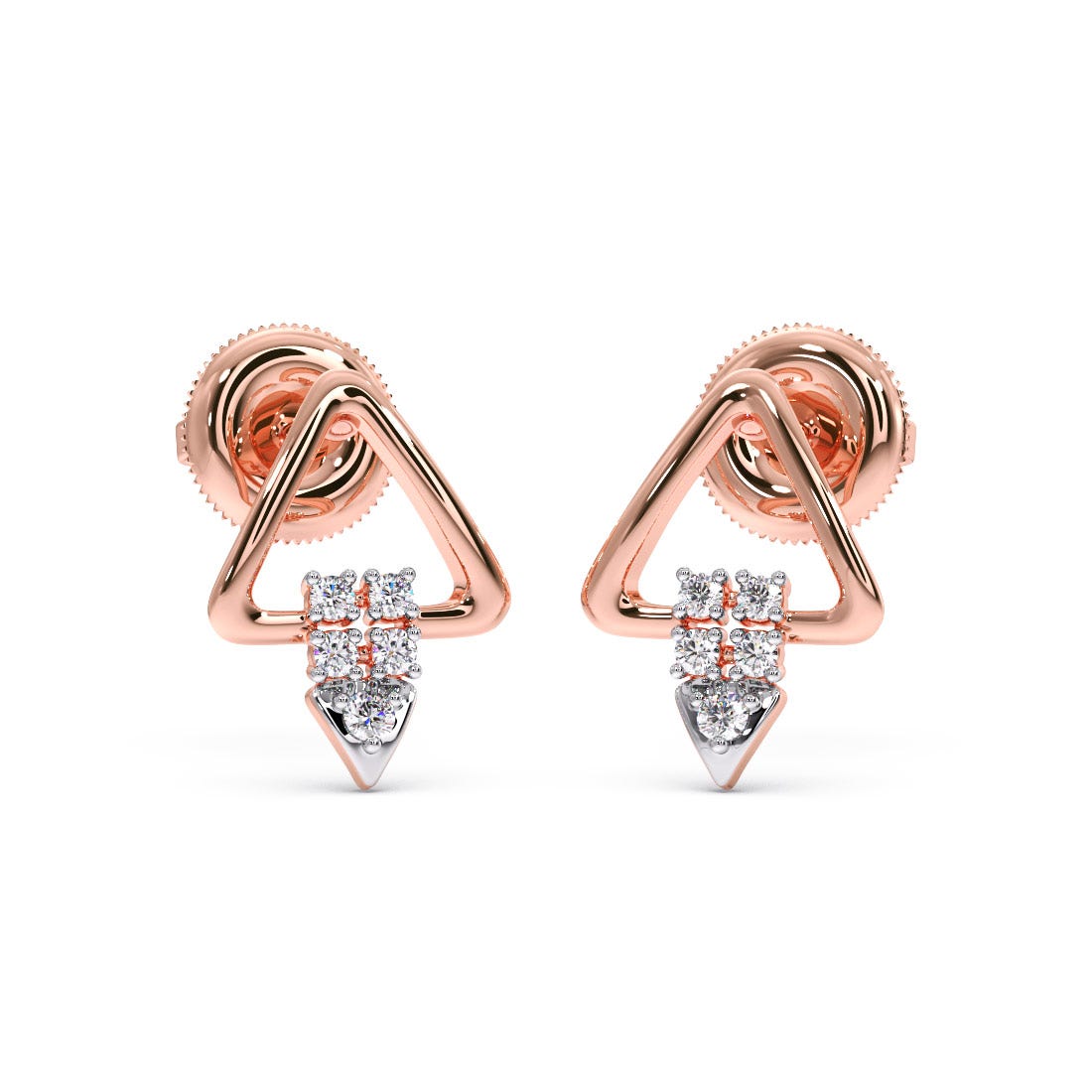 Triangle Glam Diamond Stud Earrings