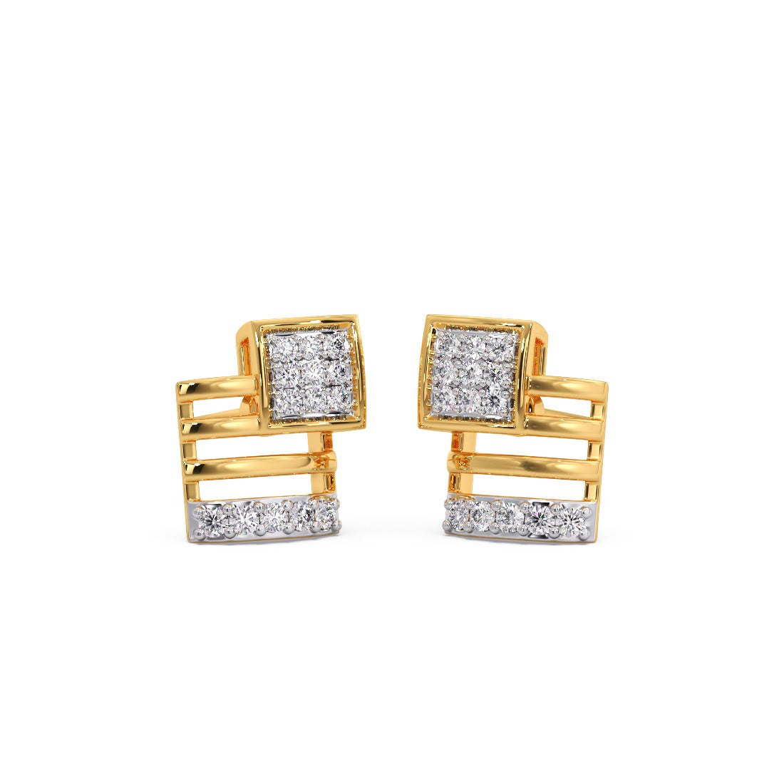 Linear Escalier Diamond Stud Earrings