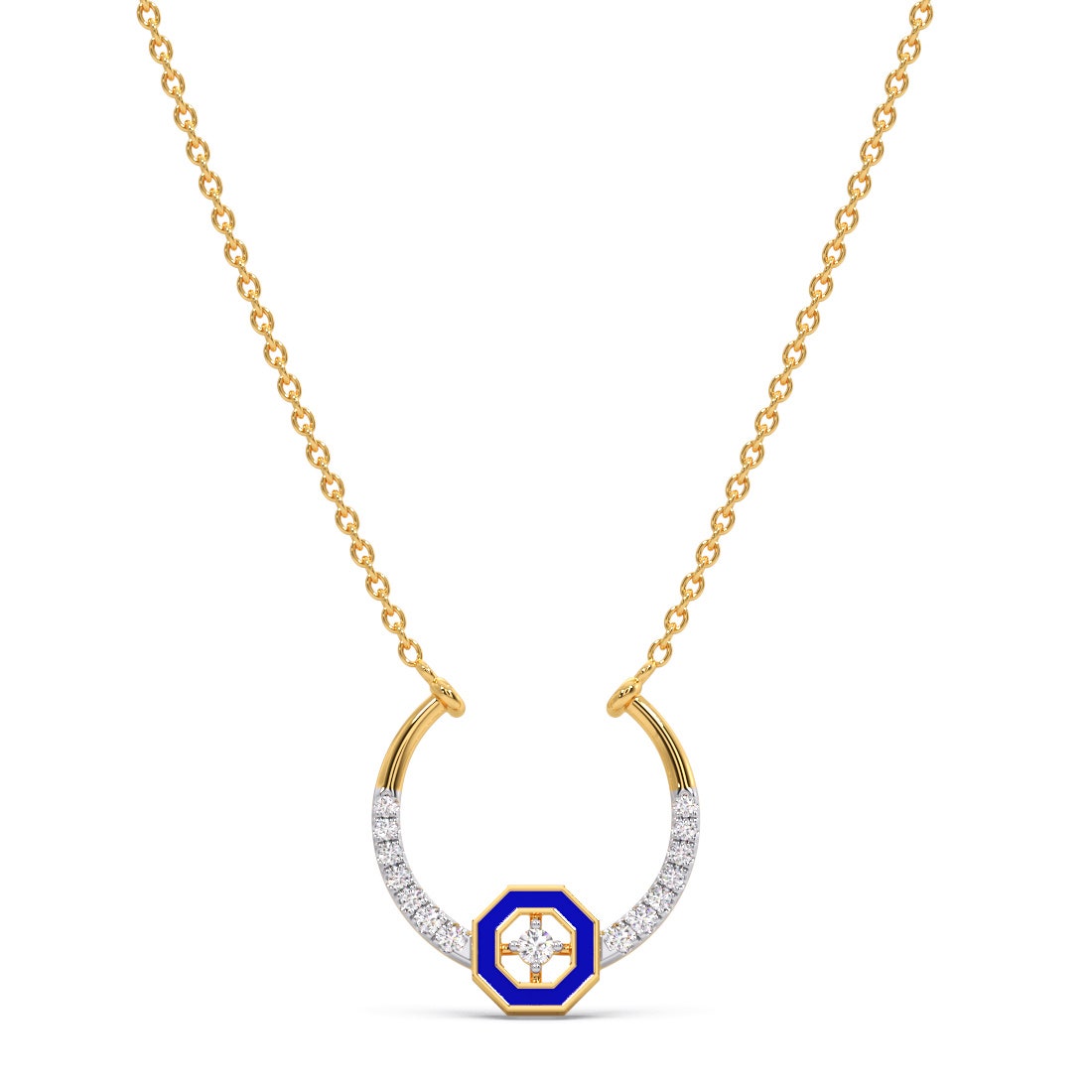 Crescent Horizon Diamond Pendant Necklace