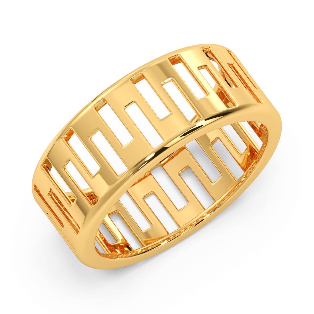Pillar Cut Gold Mens Ring