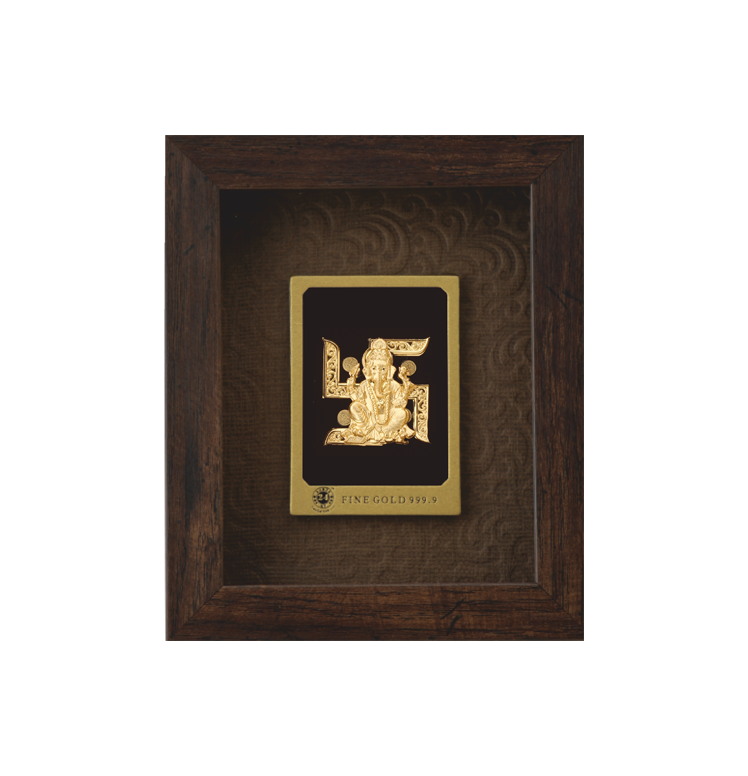 Swastik Ganesha 24K Gold Foil Mini Elegant Gifting Frame