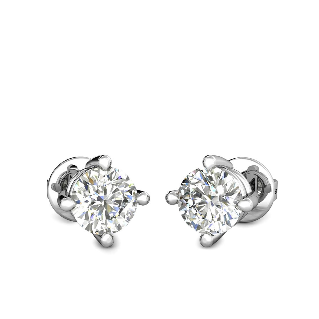 Solitaire  Earrings Diamond - Four Prong Solitaire Diamond Earrings - Candere by Kalyan Jewellers