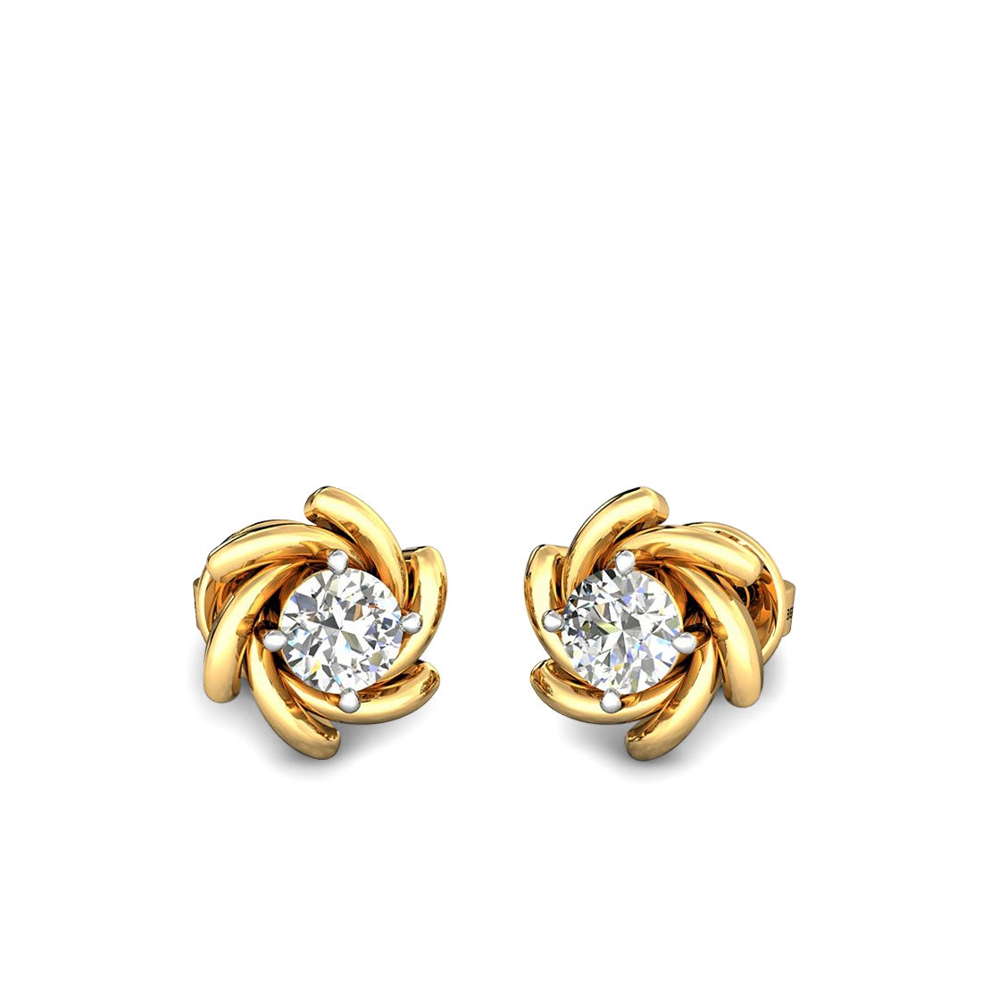 Swirling Solitaire Diamond  Earrings