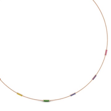 Colour Train Cubic Zirconia Gold Necklace