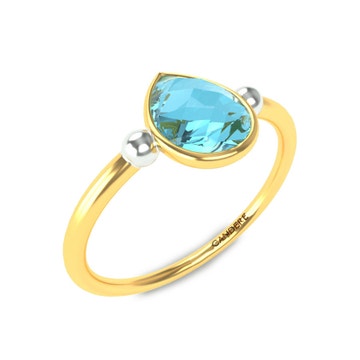 Ice Blue TnT Cubic Zirconia Gold Ring