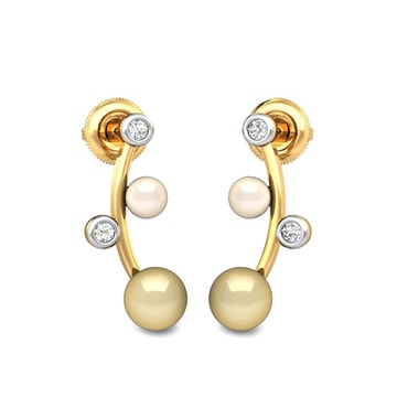 Wreana Golden Pearl Diamond Earrings  