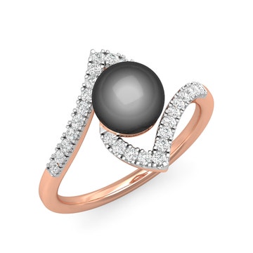 Chandrila Black Pearl Diamond Ring