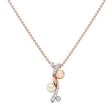 Galatia Pink Pearl Diamond Pendant With Chain