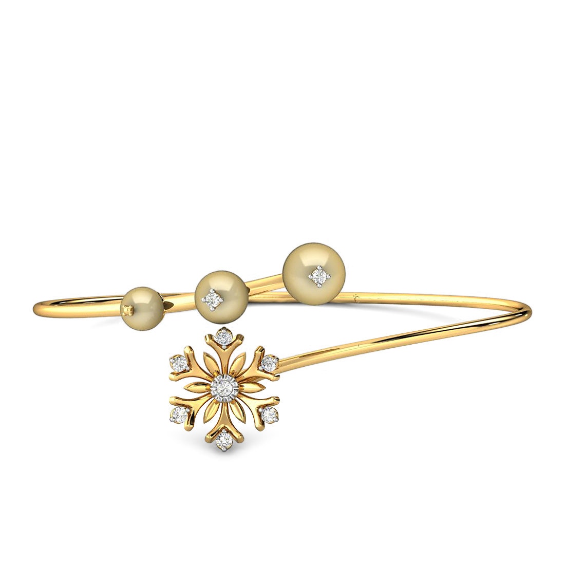 Keyara Golden Pearl Diamond Kada