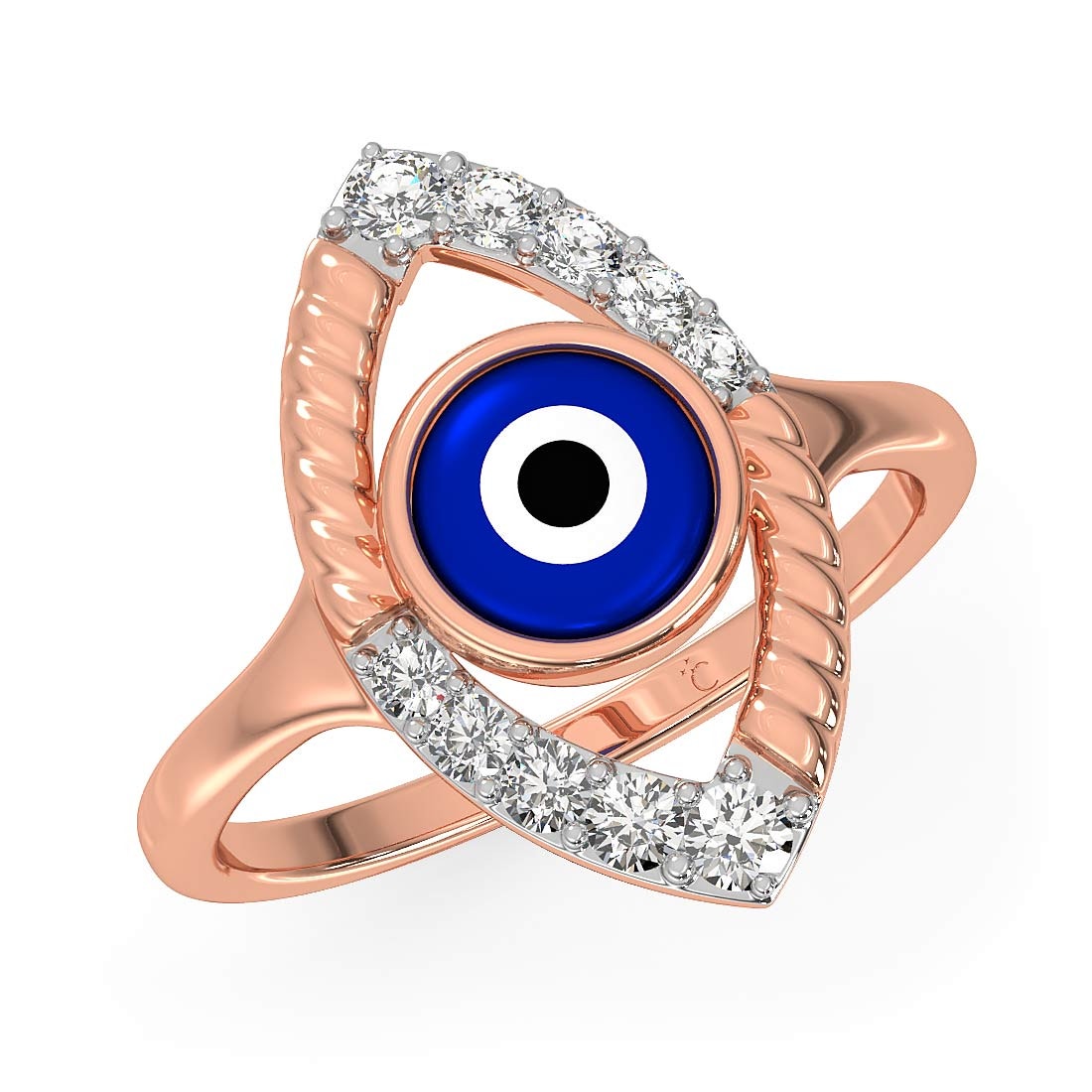Twist Frame Evil Eye Diamond Ring