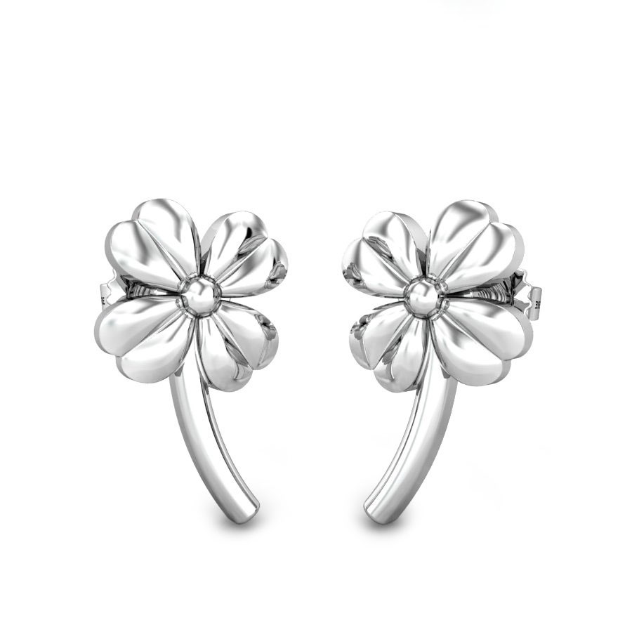 Four Clover Leaf Platinum Earrings