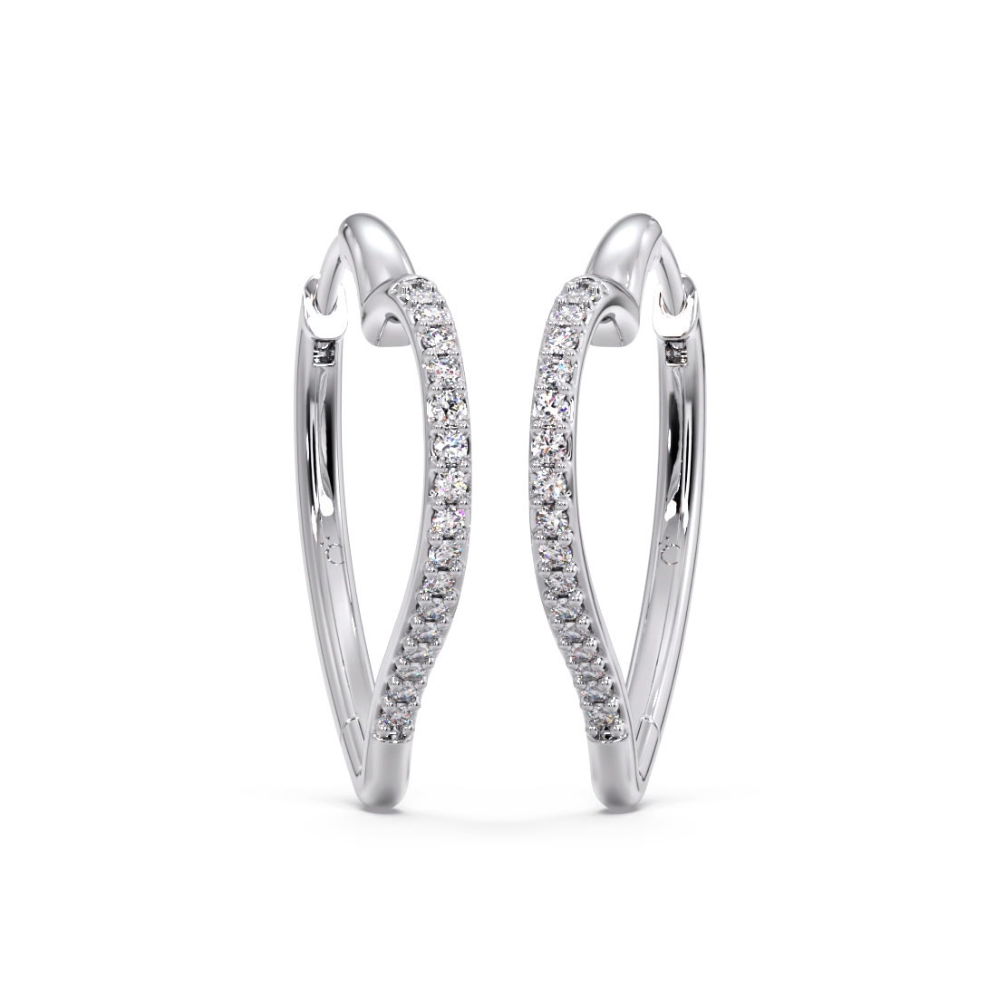 Diane Heart Diamond Platinum Hoop Earrings