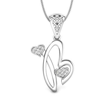 B Heart Initial Platinum Swarovski® Zirconia Pendant