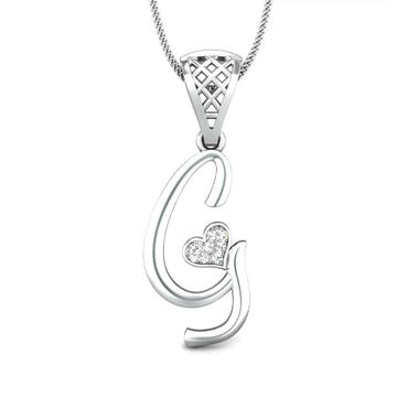 G Heart Initial Platinum Swarovski® Zirconia Pendant