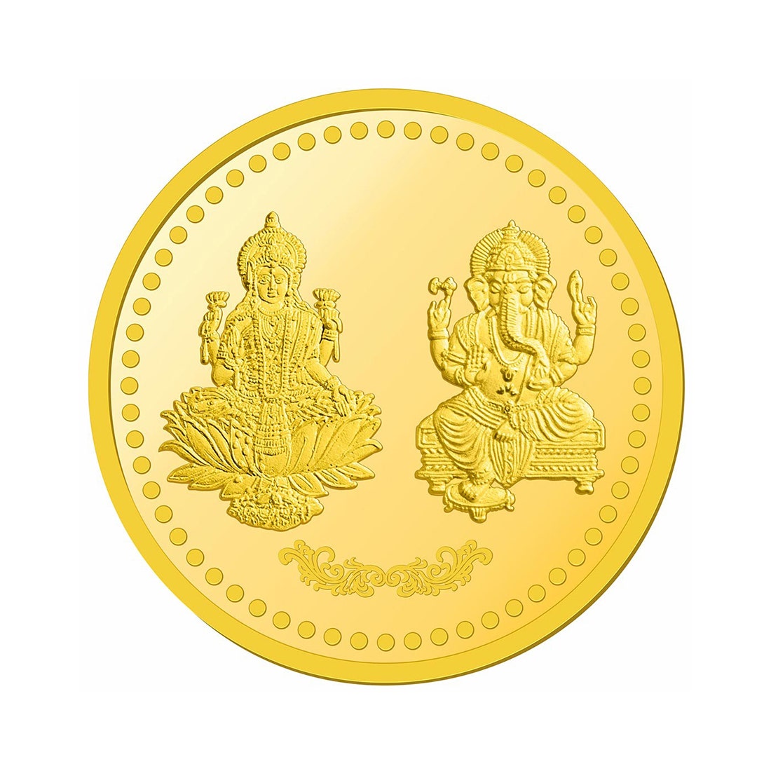  5 grams 24k (999)  Gold Lakshmi and Ganesh  Coin