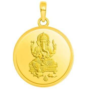 Candere By Kalyan Jewellers 5 Gram 24K (999) Yellow Gold Ganesh Coin Pendant