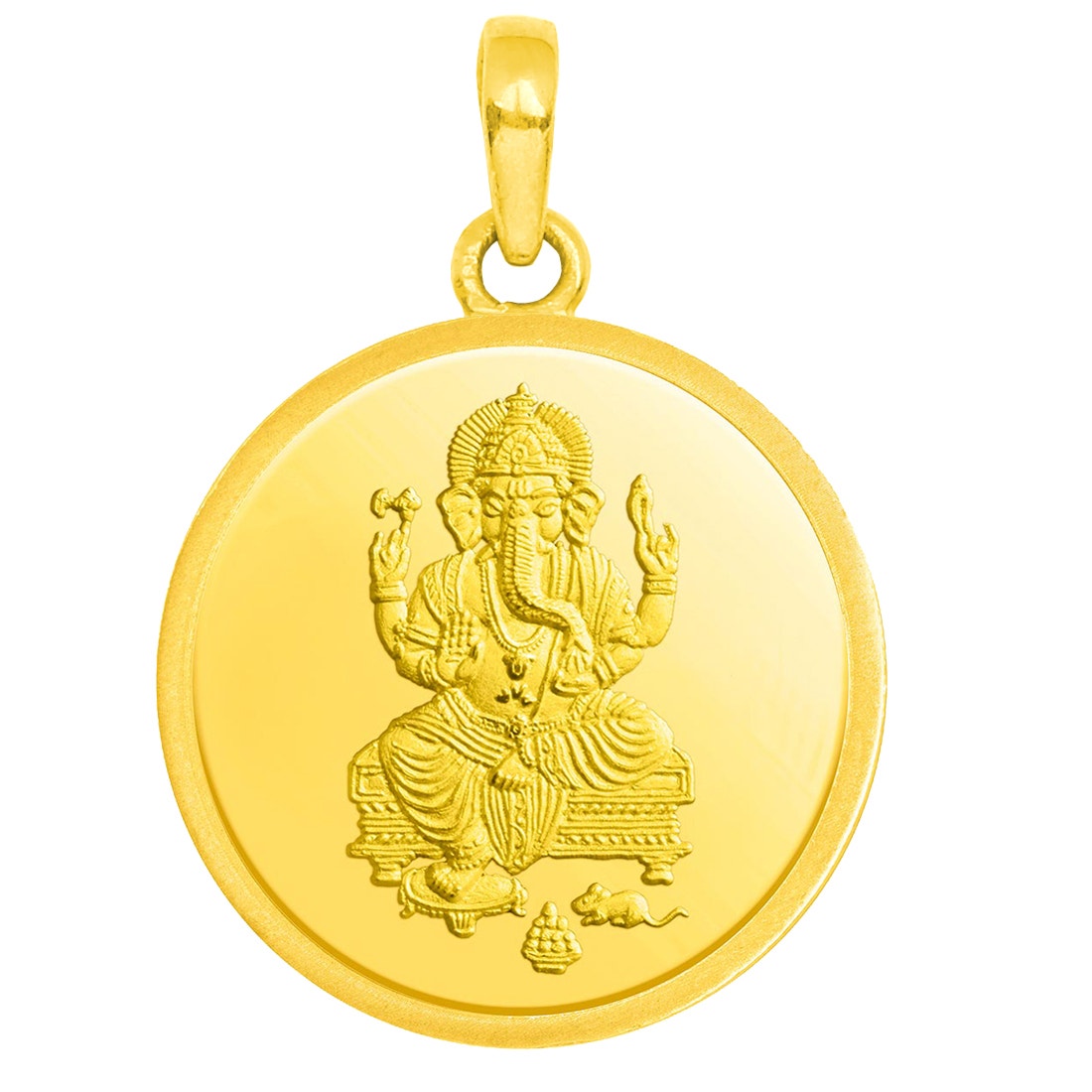 Candere By Kalyan Jewellers 5 Gram 24K (999) Yellow Gold Ganesh Coin Pendant